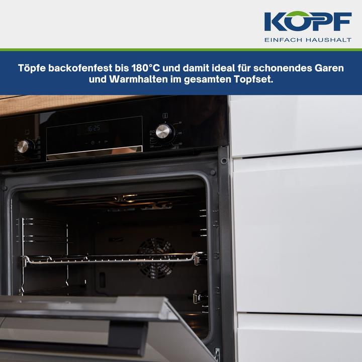 Produktbild Kopf Nelo Topfset (7-teilig, Edelstahl, Induktion, mit intelligenter Abgiesshilfe) (Edelstahl, 16 x 8.50 cm)