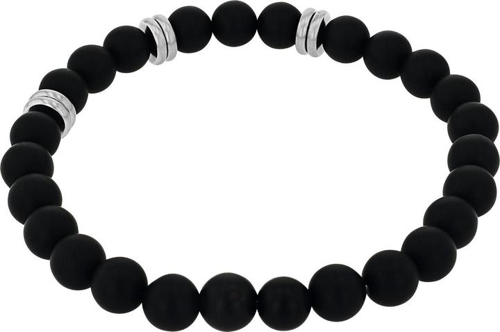 Amor Bead Armband für Herren, Edelstahl, Achat (19 cm, Acier inoxydable)