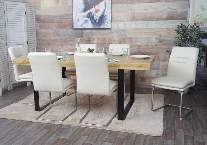 Image du produit Swisshandel24 Lot de 6 chaises de salle à manger HWC-H70, chaise de cuisine à piétement luge, tissu/textile acier