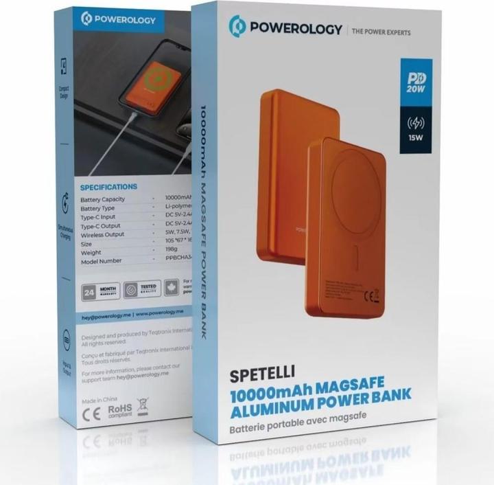 Actual product image Powerology Spetelli Magsafe Powerbank 10000 mAh Orange (10000 mAh)