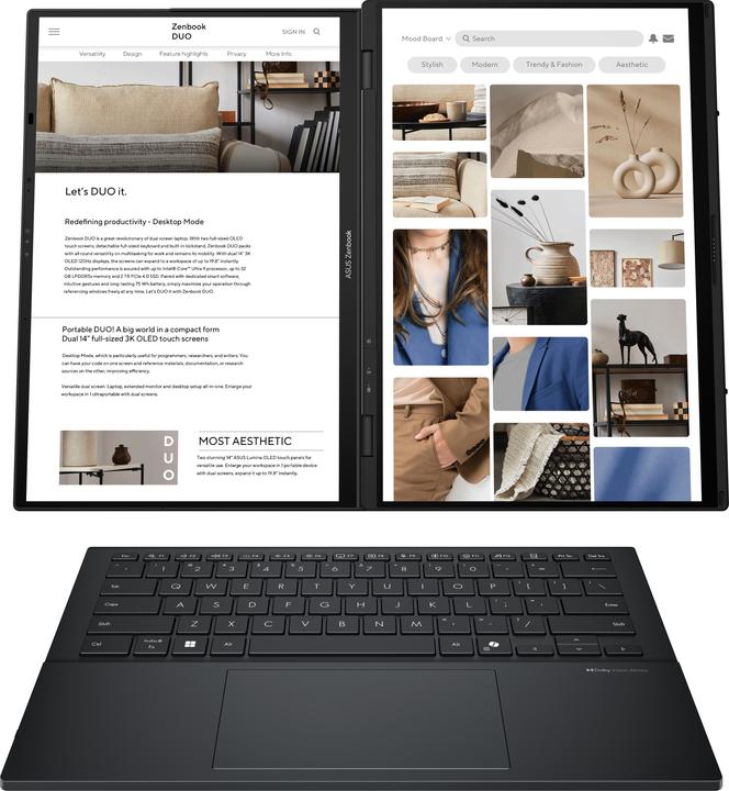 Image du produit ASUS Zenbook Duo (14", Intel Core Ultra 9 285H, 32 Go, 2000 Go, DE)