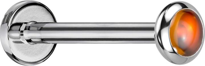 Immagine prodotto Star Piercing Micro Threadless Labret disco d'argento con pietra di onice rossa arrotondata (Mnerale, senza ottone, Titanio)