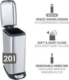 Actual product image Wenko Pedal bin design Easy-Close (20 l)