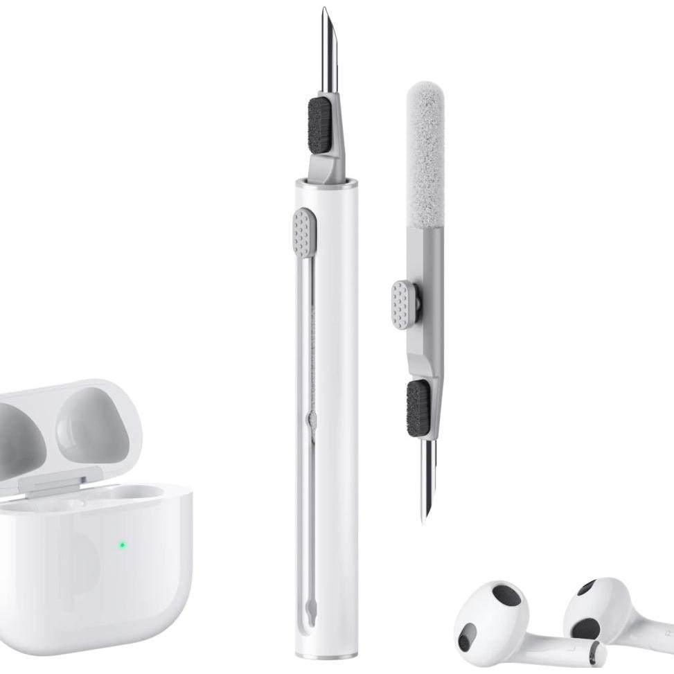 Screenguard 3-in-1 Kopfhörer Reinigungsstift Cleaning Kit (Apple AirPods), Cuscinetti per cuffie, Bianco, Grigio