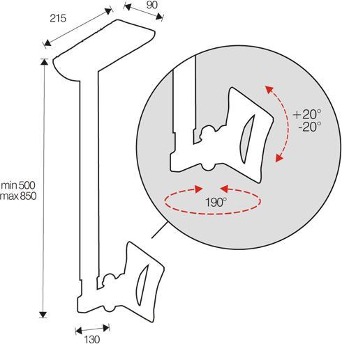 Actual product image ITB AMOM06073 TV wall mount 76.2 cm (30') Black (Ceiling, 30", 20 kg)
