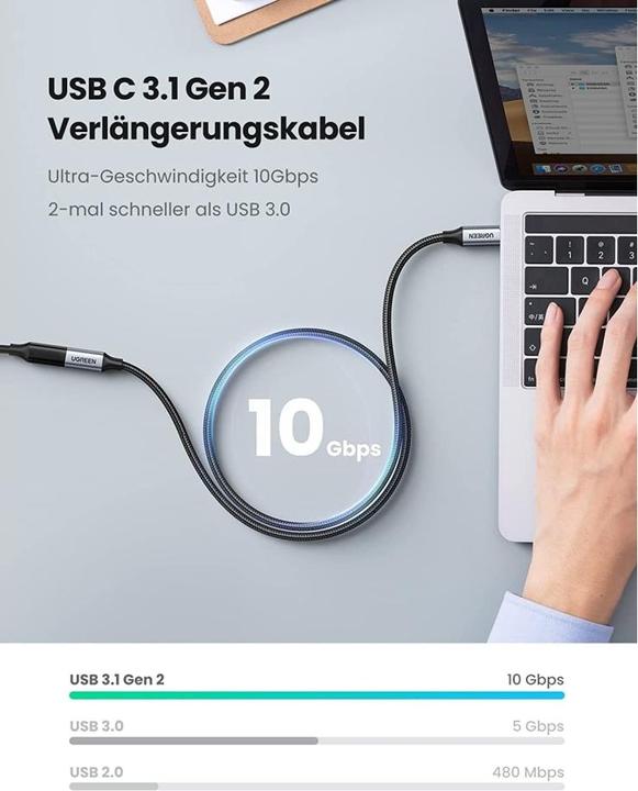 Actual product image Ugreen USB C - USB C (0.50 m, USB 3.1, 100 W)