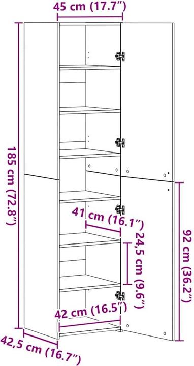 Image du produit vidaXL Highboard (42.50 x 45 x 185 cm)
