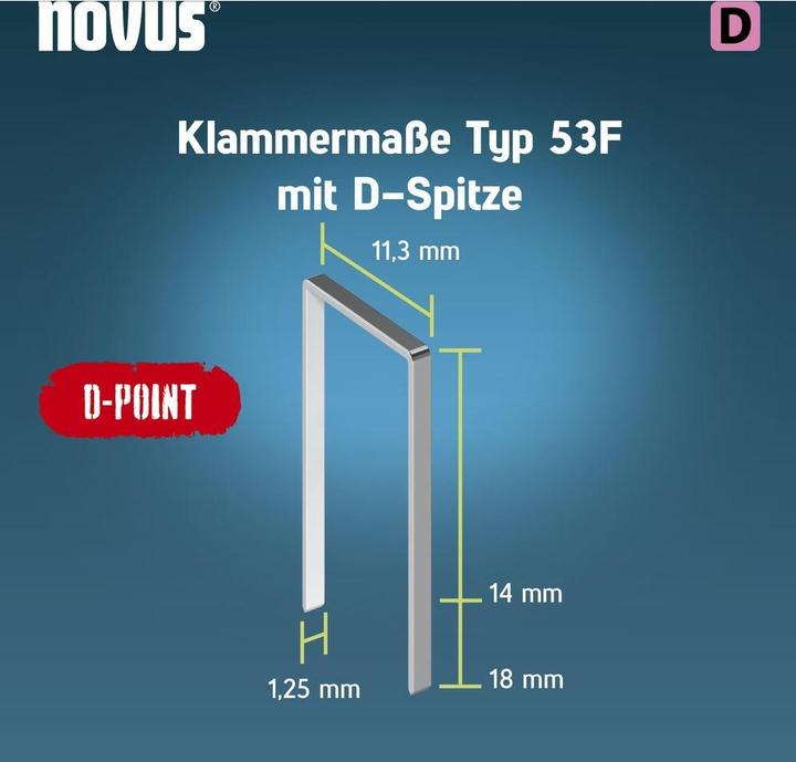 Produktbild Novus Flachdrahtklammern D 53 F 18mm D-Point