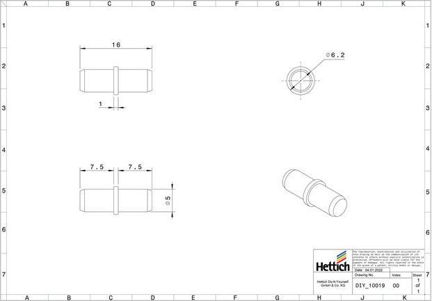 Immagine prodotto Hettich Tablarträger Ø 5 mm, Duplo, Brüniert
