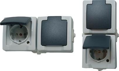 Actual product image Kopp Nautic surface-mounted damp-proof double socket outlet with hinged cover vertical