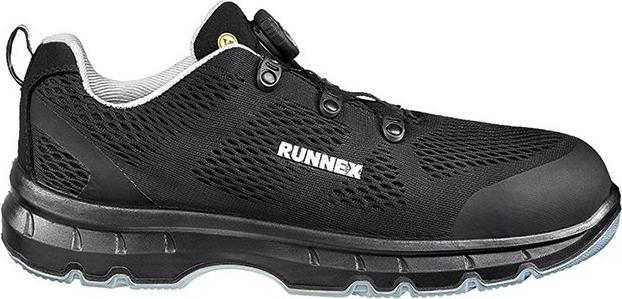 Actual product image Runnex S1PS-ESD safety shoes atop FlexStar, black/grey (S1P, 39)