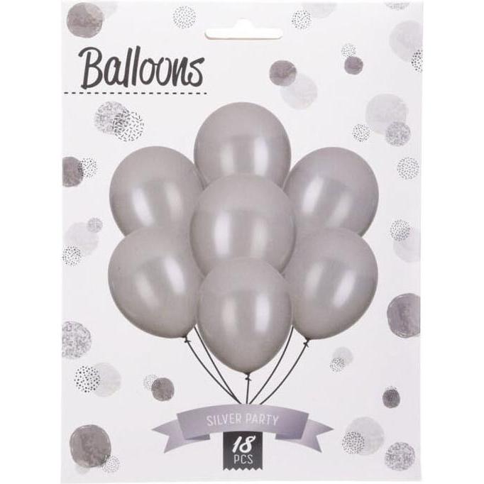 Thumbnail - Luftballons Silber, 18 Stück.