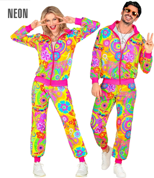 Widmann 80s Neon Groovy Love Party Tracksuit Unisex (XL)