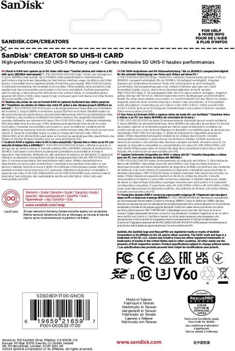 Image du produit SANDISK Creator UHS-II V60 (1000 Go, SDXC, U3, UHS-II)