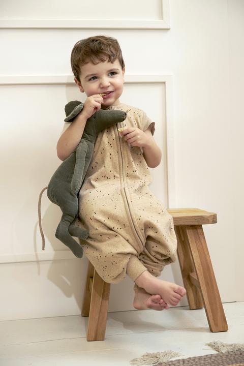 Actual product image Meyco Baby Rib Mini Spot baby summer sleep overall jumper - toffee melange - 80cm (80 cm, 0.5 TOG, Summer)