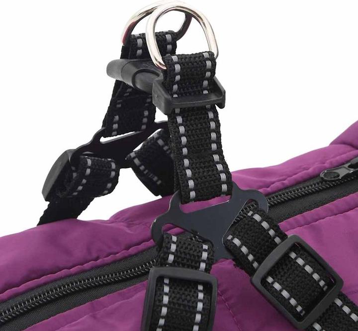 Actual product image vidaXL Dog coat with harness Waterproof Reflective Purple (48, Dog coat)