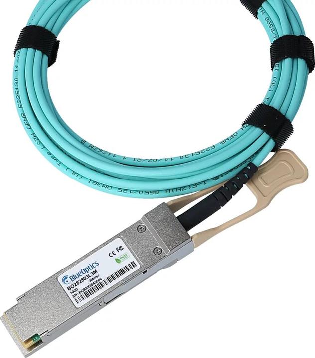 Actual product image BlueOptics Intel SPTMJP1PMCDF050 compatible AOC QSFP28 BO282803L50M