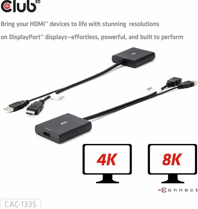 Actual product image Club 3D HDMI + Micro USB zu (DP, 6 cm)