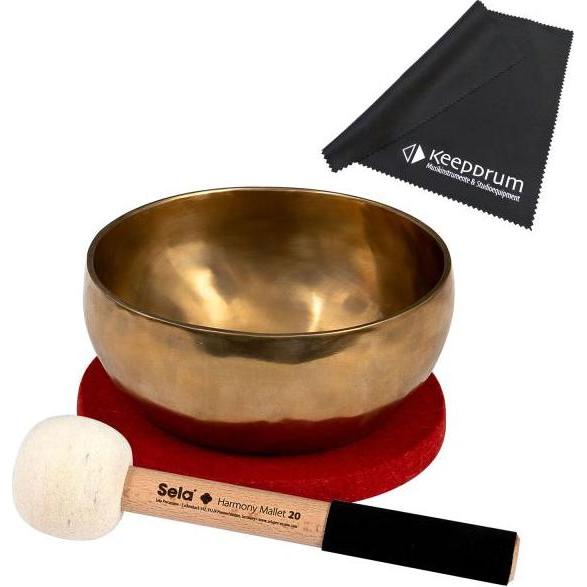 Sela Klangschale se262 Harmony Singing Bowl 17 mit Schlägel und Mikrofasertuch (Perkussion), Perkussion, Silber