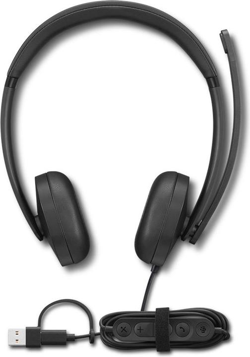Produktbild Lenovo VoIP Headset 5000, Kabelgebunden, Büro/Callcenter, 20 - 20000 Hz, 144 g, Kopfhörer, Schwarz (Kabelgebunden, USB-C)