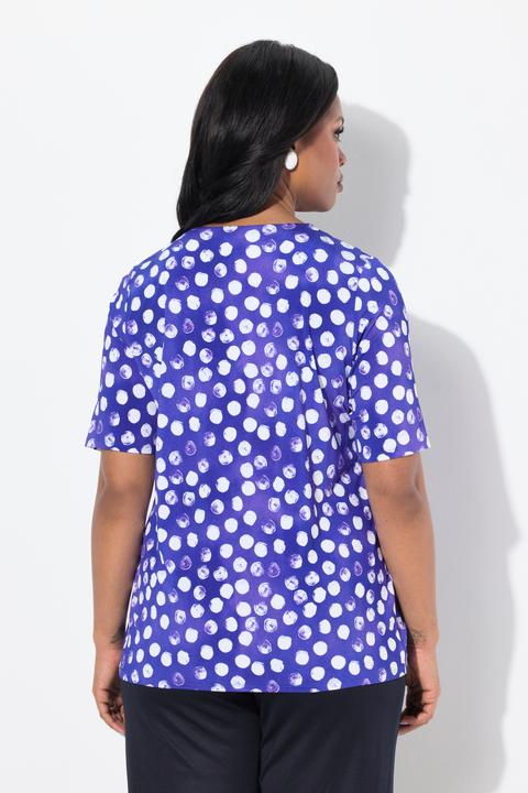 Produktbild Ulla Popken Slinky-Shirt, Tupfen, Zierfalte, V-Ausschnitt, Halbarm (46, 48)