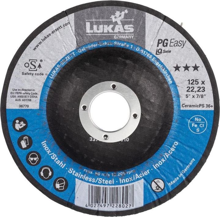 Produktbild Lukas Kompaktschleifteller PG EASY Ø 125 mm CeramicPS Korn 36+ flach (36+)