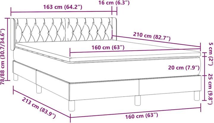 Image du produit vidaXL Boxspringbett (160 x 210 cm)