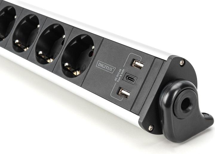 Actual product image Digitus Aluminium socket strip 6-way 2xUSB-A/1xUSB-C (6 x, CEE 7/3, 1.50 m)