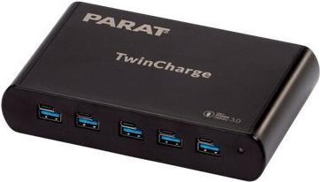Produktbild Parat PARAPROJECT TC5 TwinCharger GaN für 5 Geräte USB-A / USB-C PD/QC schwarz (10 Ports)