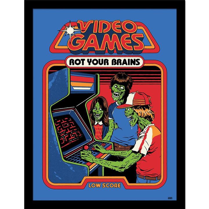 Steven Rhodes Gerahmtes Poster Video Games Rot Your Brains (30 x 40 cm)