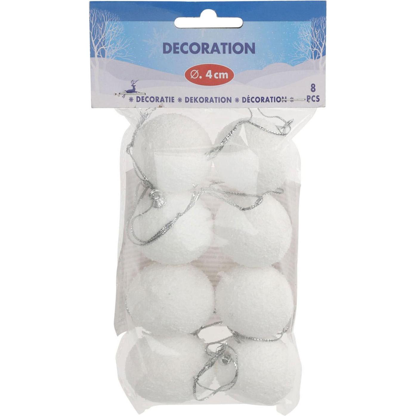Weihnachtsdeko, Weihnachtsanhänger Schneeball 4cm, 8 Stk.