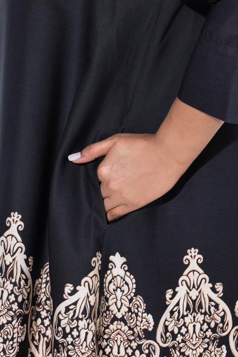 Image du produit Ulla Popken Robe midi en lyocell, coupe évasée, col calice et manches 3/4 (54)