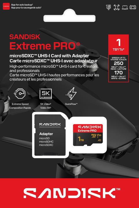 Produktbild SANDISK Extreme Pro microSDXC 1TB (1000 GB, microSDXC, U3, UHS-I)
