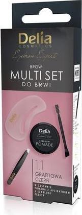 Produktbild Delia Cosmetics Augenbrauen Multiset Schwarz Brauenpinzette Augenbrauenpomade Schablonen Augenbrauenform Garantie