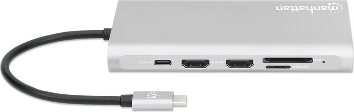 Actual product image Manhattan USB-C PD 12-in-1 docking station with MST for three HDMI monitors (USB-C, 12 ports)