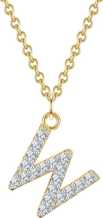 Image du produit Glanzstücke München Femme lettre W argent sterling zirconium or jaune 45,0 cm chaîne de base + 5,0 cm extension - 32088 (Argent Sterling, 40 - 45 cm)