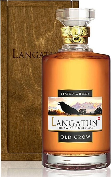 Actual product image Langatun Old Crow - Peat - Redwine Cask, Carafe in wooden box (Single Malt, 6 x 50 cl)