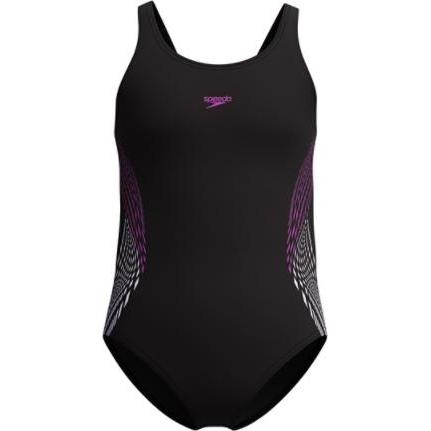 Speedo, Mädchen, Badeanzug, Placmement Muscleback, Schwarz, (9, 10)
