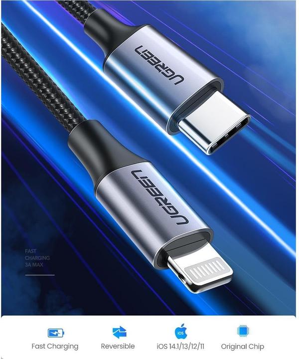 Produktbild Ugreen Lightning zu USB-C 2.0 Kabel (1 m, USB 2.0)