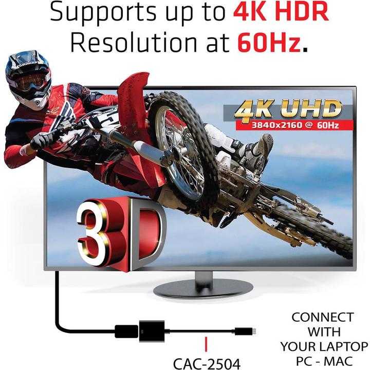 Image du produit Club 3D USB Typ-C zu (HDMI, 10 cm)