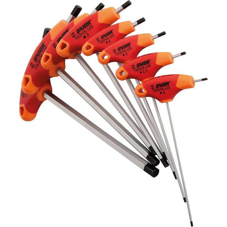 Unior, Sechskantschlüssel, 193HXCB8 T-Griff Innensechskantschlüssel-Set, 2-10mm, red