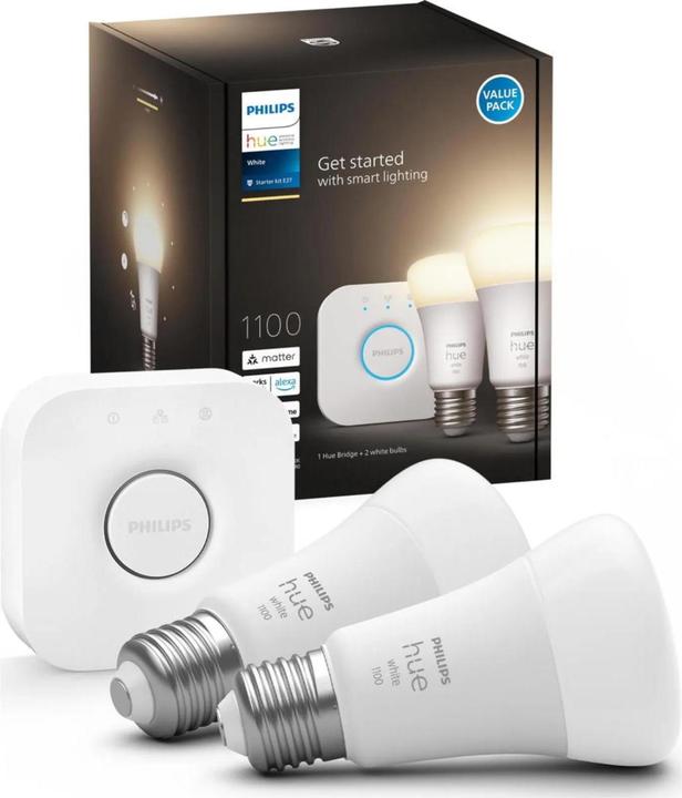 Productafbeelding Philips Hue Hue wit startset (E27, 9.50 W, 1055 lm, 2 x, F)
