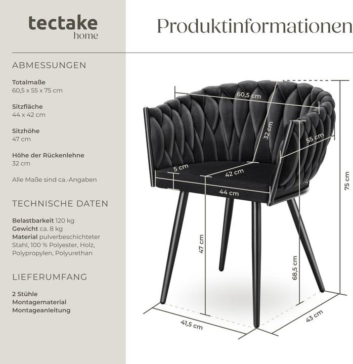 Actual product image tectake Esszimmerstuhl Astano 2er Set