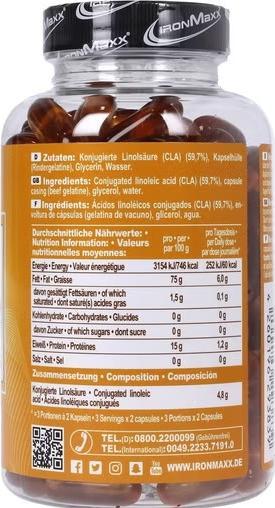 Nutritional values and ingredients IronMaxx Cla (130 Piece, Capsules, 179.80 g)