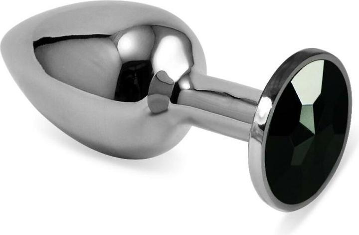 Lovetoy Butt Plug Silber Rosebud Classic mit schwarzem Schmuckstück Grösse S