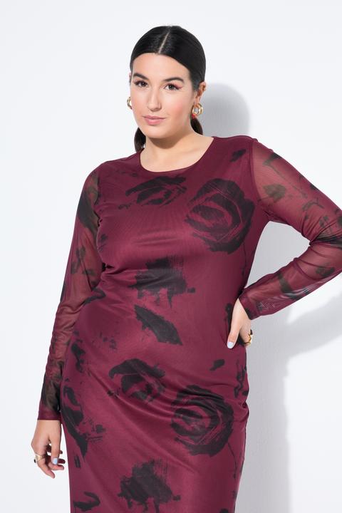 Produktbild Studio Untold Maxikleid, Slim Shape, Mesh mit Motiv, Langarm (54)