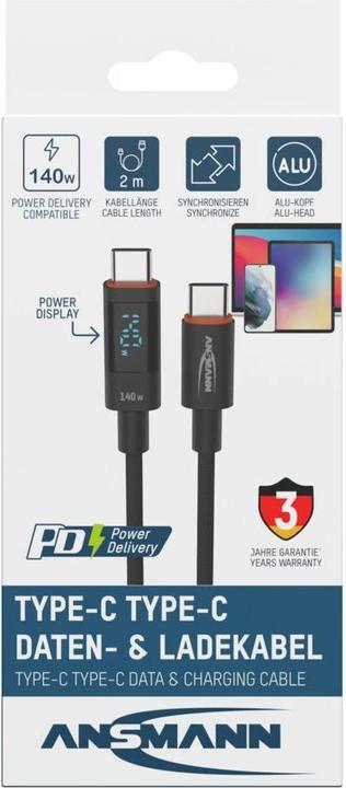 Produktbild Ansmann USB C — USB C (2 m, USB 2.0, 140 W)