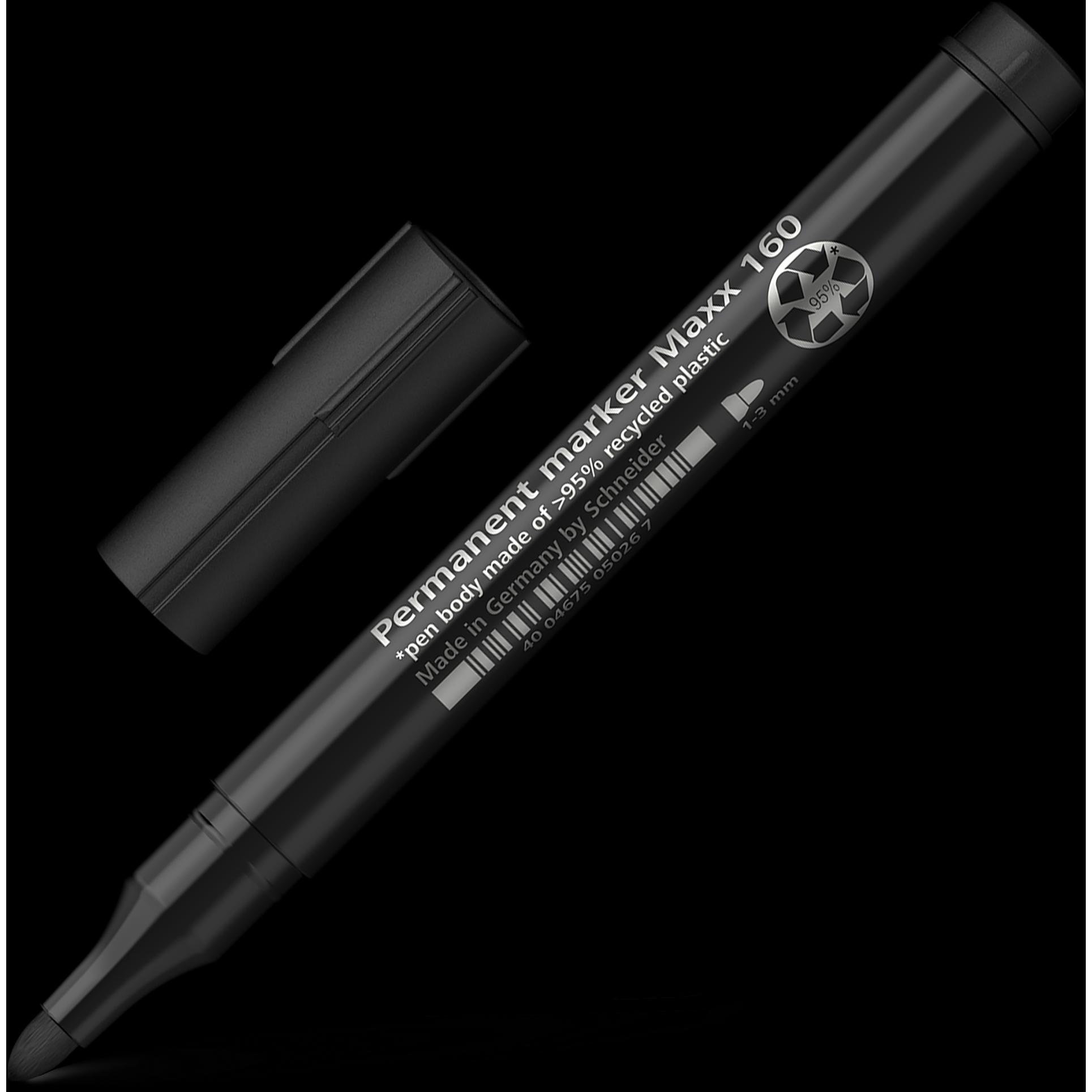 Thumbnail - Schneider, Marker, Permanentmarker Maxx 160 1-3mm schwarz (Schwarz, 3 mm, 1 x)