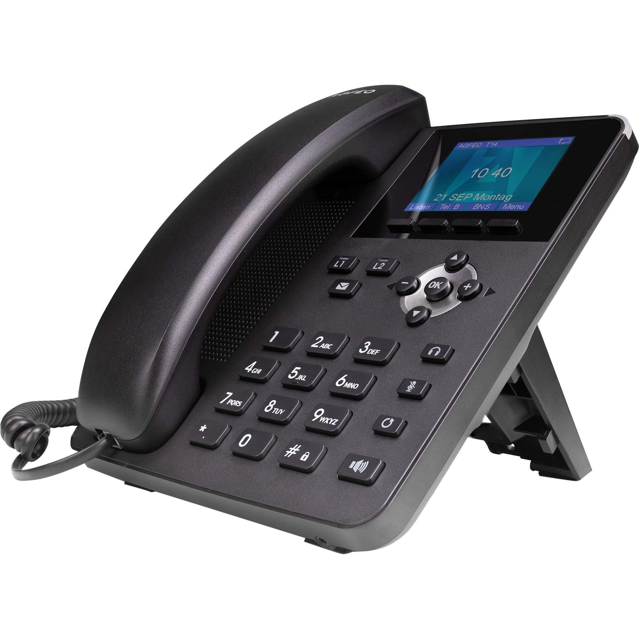 Agfeo T 14 - VoIP-Telefon - SIP - 2 Leitungen, Telefon, Schwarz