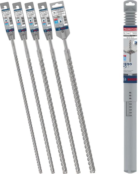 Bosch Professional Zubehör Blau Zubehör 061599766W SDS-plus Hammerbohrer-Set 5-teilig 400mm 10, 12, 14, 16 und 18 mm (10 mm, 12 mm, 14 mm, 16 mm, 18 mm)